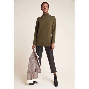 Anthropologie Olive Green Mock Neck Sweater